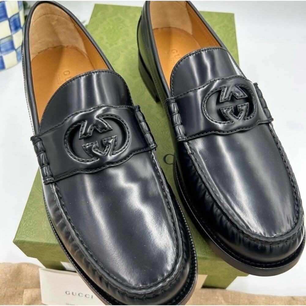 Men’s Gucci interlocking GG Leather loafers size 11 made in Italy - Picture 3 of 15